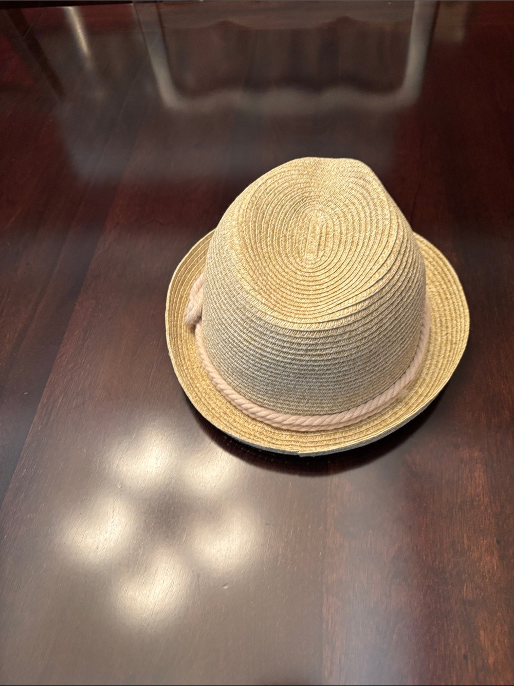 Straw Fedora with Pink Rope Trim